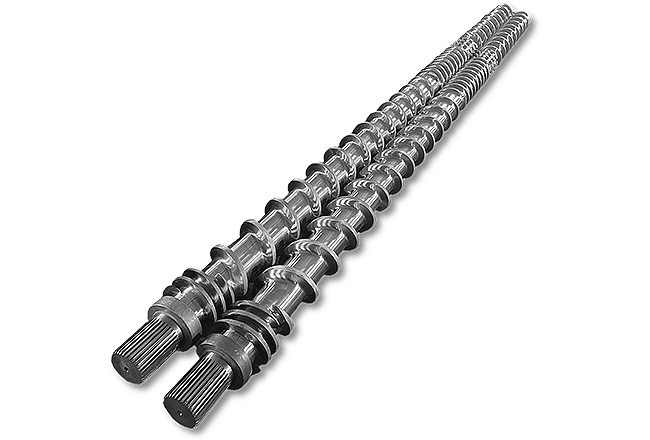 New large opposite parallel twin screw barrel for recycling granulating